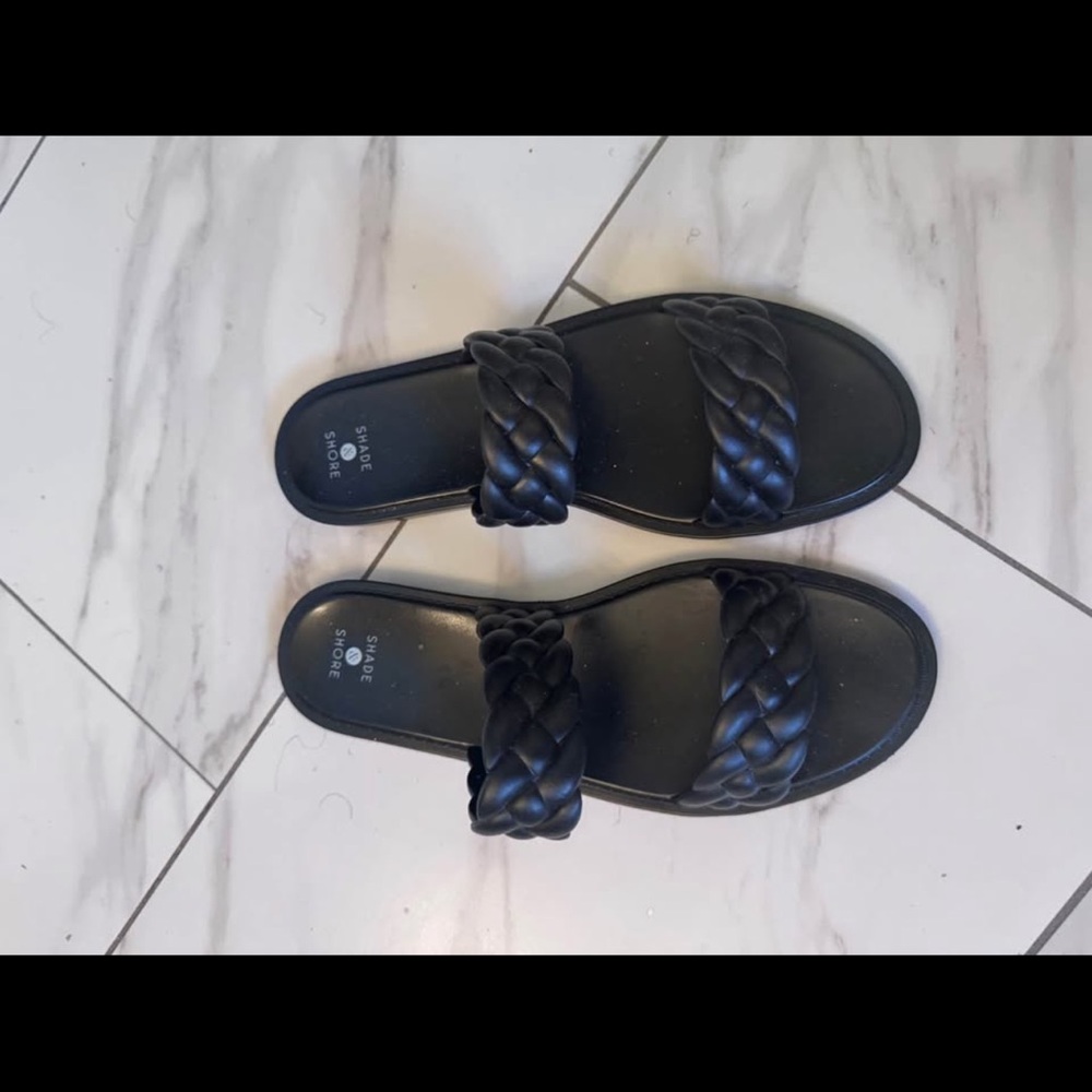 Black Braided Slide Sandals